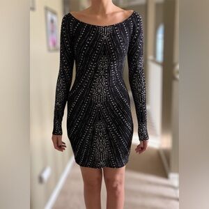 Women’s Jump Apparel Glitter Long Sleeve Body-Con Minidress. Size small.
